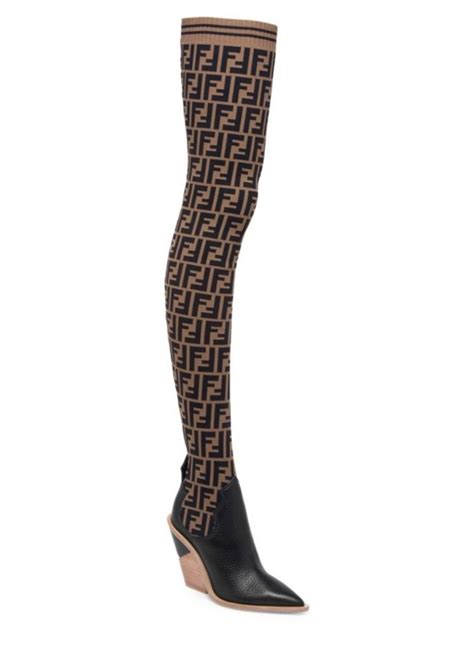 fendi boots thigh-high|Fendi thigh high sock boots.